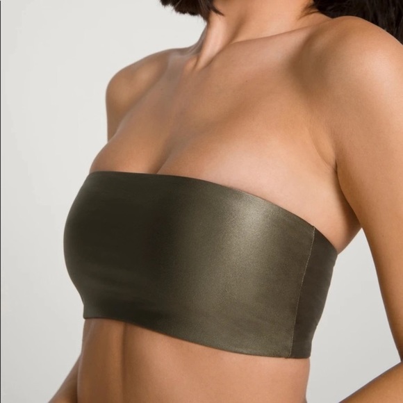 Good American Bandeau High Shine Bikini Top Reversible Size 4 - Picture 2 of 7